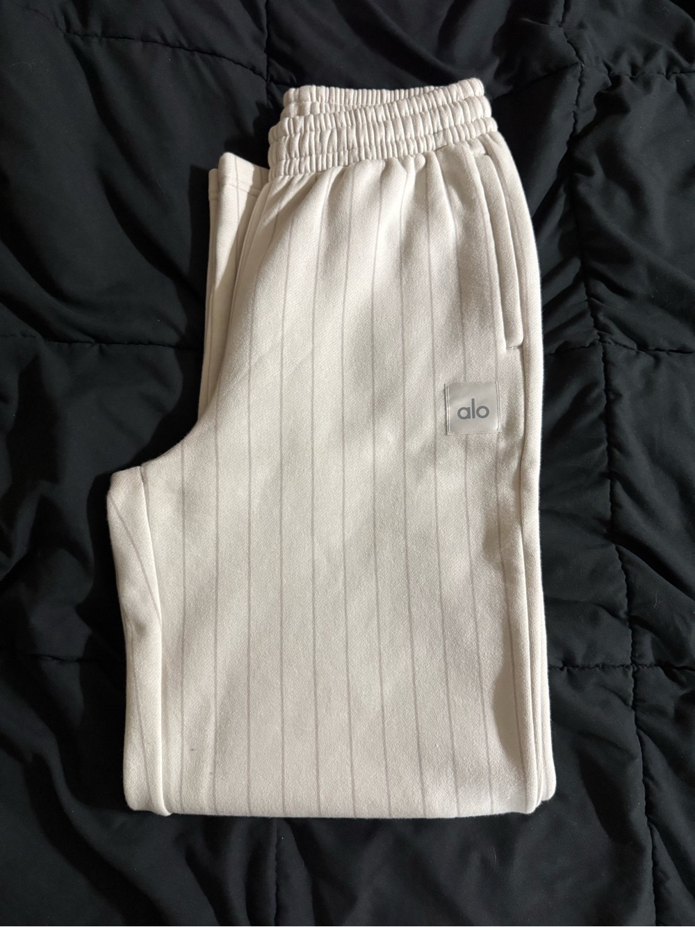 ALO pinstripe straight leg sweatpants